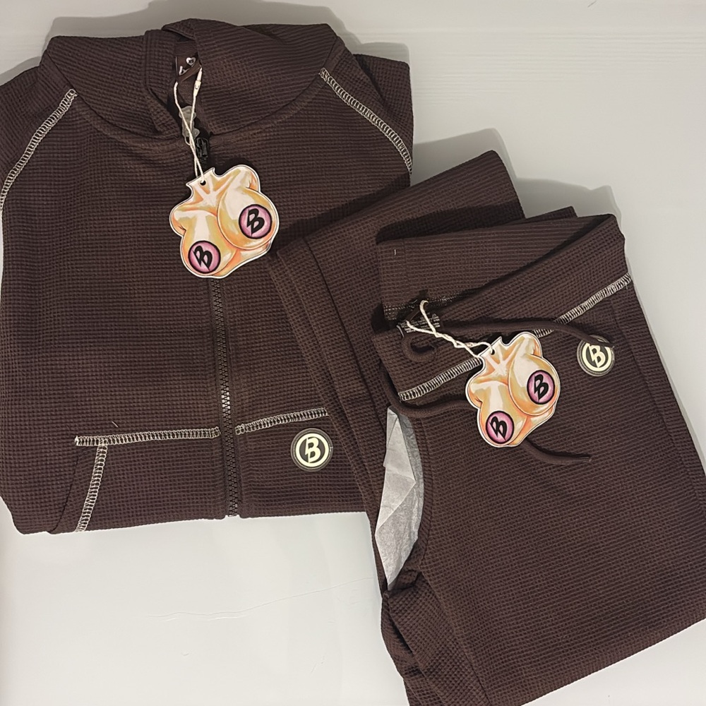 Body By Tracy Espresso Waffle Knit Set